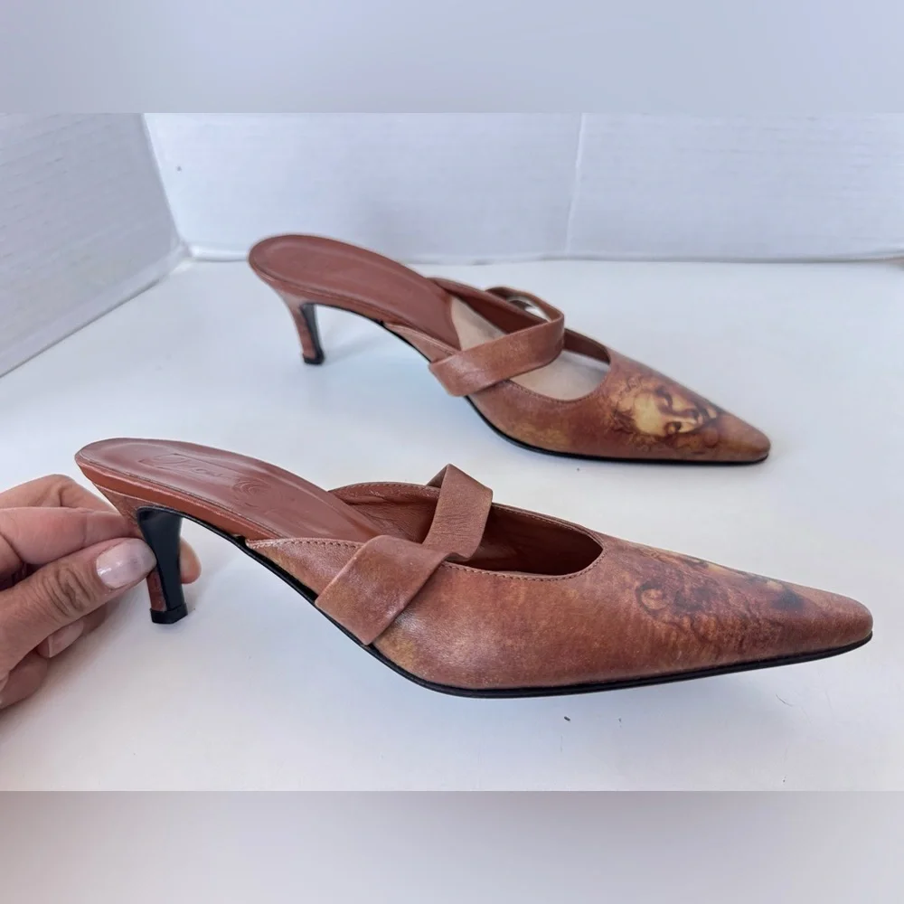 icon wearable art La Scapigliata pointy kitten heel pumps italian shoes 6 y2k - Picture 3 of 10